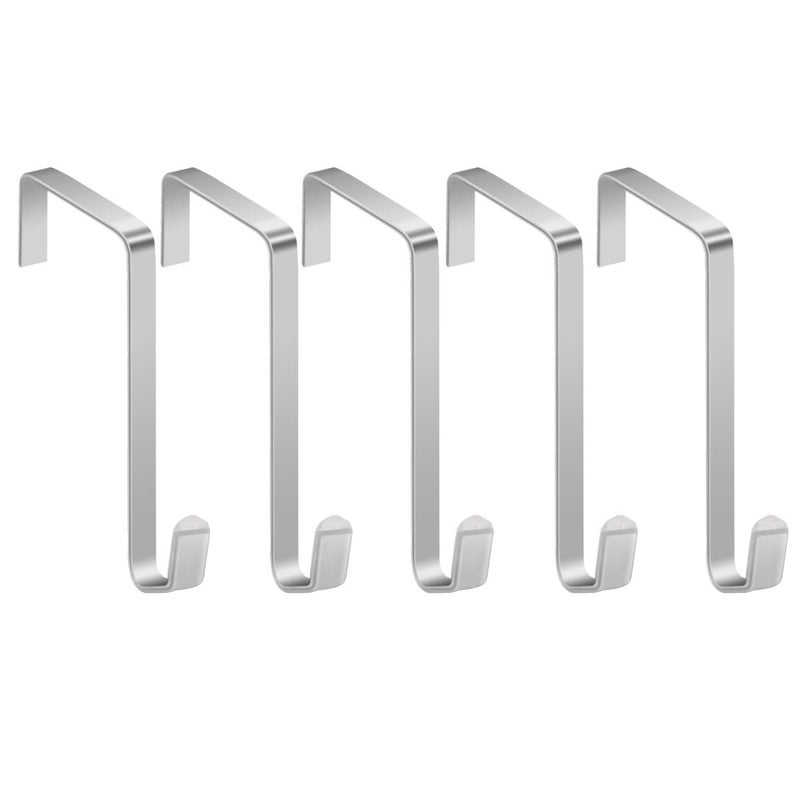 GameXcel 5 Pcs Over The Door Hook Door Hanger Hooks Sturdy Metal Door Hooks For Hanging Clothes Door Hangers For Bathroom Towel Hanging Bedroom Coat Purses Hold Up To 15 Lbs - Image 1