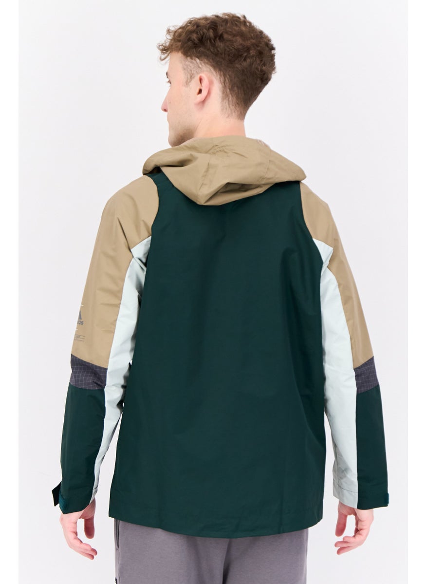 Adidas Men Sportswear Fit Long Sleeve Outdoor Hooded Jacket, Multicolor  - Image 3