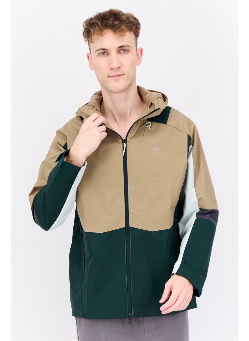 Adidas Men Sportswear Fit Long Sleeve Outdoor Hooded Jacket, Multicolor  - Image 1