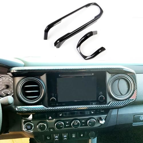 JSTOTRIM Carbon Fiber Look Central Console Dashboard Panel Cover Trim for Toyota Tacoma 2016-2023 - Image 1
