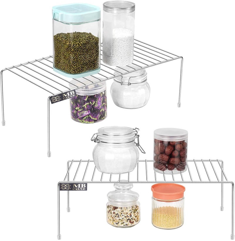 MBCARE Stainless Steel Rustproof Multipurpose Dish Rack Organizer Shelf Utensils Storage Shelf Shelves for Kitchen Cabinet Cupboard Pantry LWH25x18x10 cmTwo Racks - Image 1
