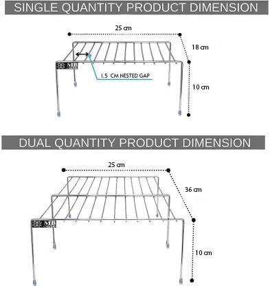 MBCARE Stainless Steel Rustproof Multipurpose Dish Rack Organizer Shelf Utensils Storage Shelf Shelves for Kitchen Cabinet Cupboard Pantry LWH25x18x10 cmTwo Racks - Image 3
