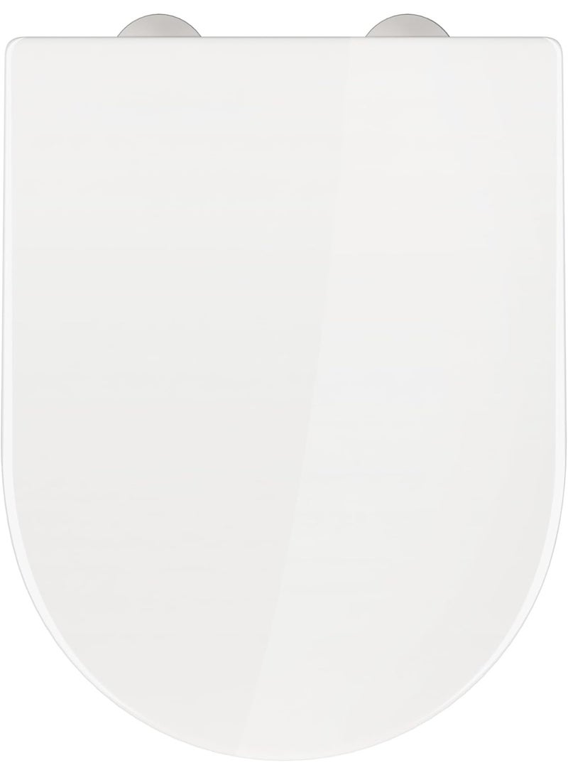 فكسر غطاء مقعد المرحاض FIXER على شكل حرف D مضاد للبكتيريا، مقعد مرحاض صامت، إغلاق بطيء، مفصلات سريعة الفك، شكل حرف U، إغلاق ناعم، سهل التنظيف، تثبيت مزدوج، أبيض ممتاز UF (يوريا فورمالدهايد) - Image 2