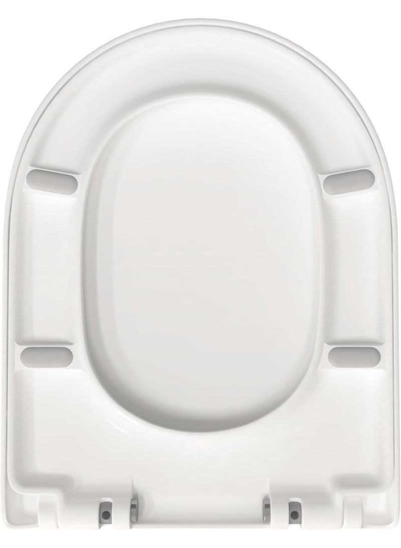 فكسر غطاء مقعد المرحاض FIXER على شكل حرف D مضاد للبكتيريا، مقعد مرحاض صامت، إغلاق بطيء، مفصلات سريعة الفك، شكل حرف U، إغلاق ناعم، سهل التنظيف، تثبيت مزدوج، أبيض ممتاز UF (يوريا فورمالدهايد) - Image 3