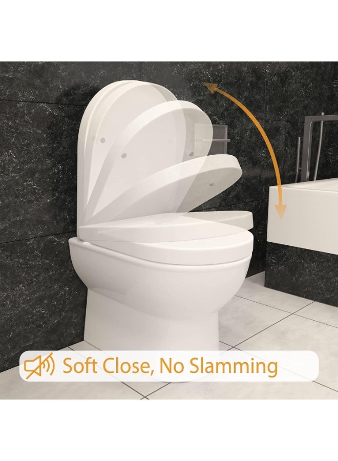 فكسر غطاء مقعد المرحاض FIXER على شكل حرف D مضاد للبكتيريا، مقعد مرحاض صامت، إغلاق بطيء، مفصلات سريعة الفك، شكل حرف U، إغلاق ناعم، سهل التنظيف، تثبيت مزدوج، أبيض ممتاز UF (يوريا فورمالدهايد) - Image 4