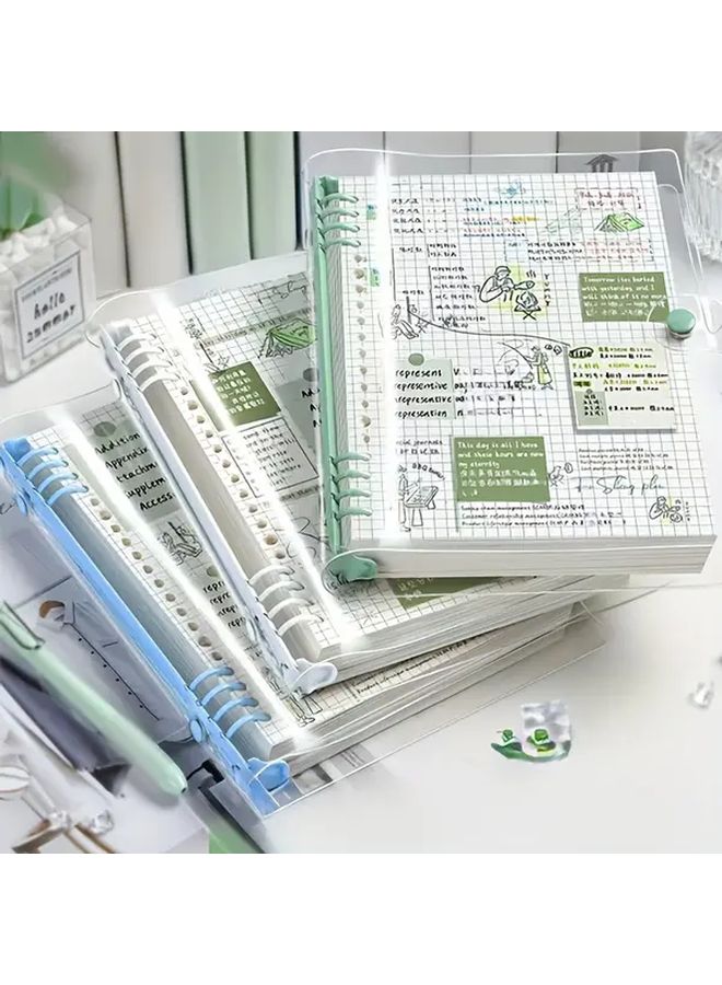 240 Sheets Color Random A5 Transparent Soft Cover Loose Leaf Checkered Book With Torn Edge Pages Detachable Removable Waterproof Spiral Binding Daily Office Supplies Perfect Gift Selection Fantasy Minimalist Style - Image 1