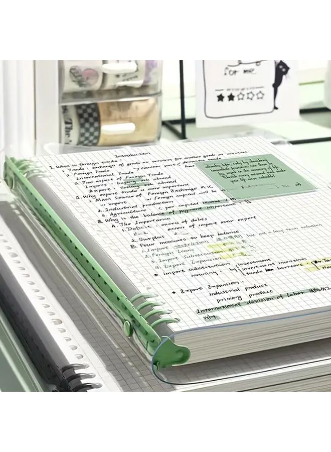 240 Sheets Color Random A5 Transparent Soft Cover Loose Leaf Checkered Book With Torn Edge Pages Detachable Removable Waterproof Spiral Binding Daily Office Supplies Perfect Gift Selection Fantasy Minimalist Style - Image 3