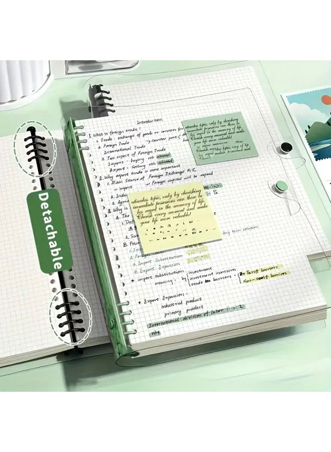 240 Sheets Color Random A5 Transparent Soft Cover Loose Leaf Checkered Book With Torn Edge Pages Detachable Removable Waterproof Spiral Binding Daily Office Supplies Perfect Gift Selection Fantasy Minimalist Style - Image 4