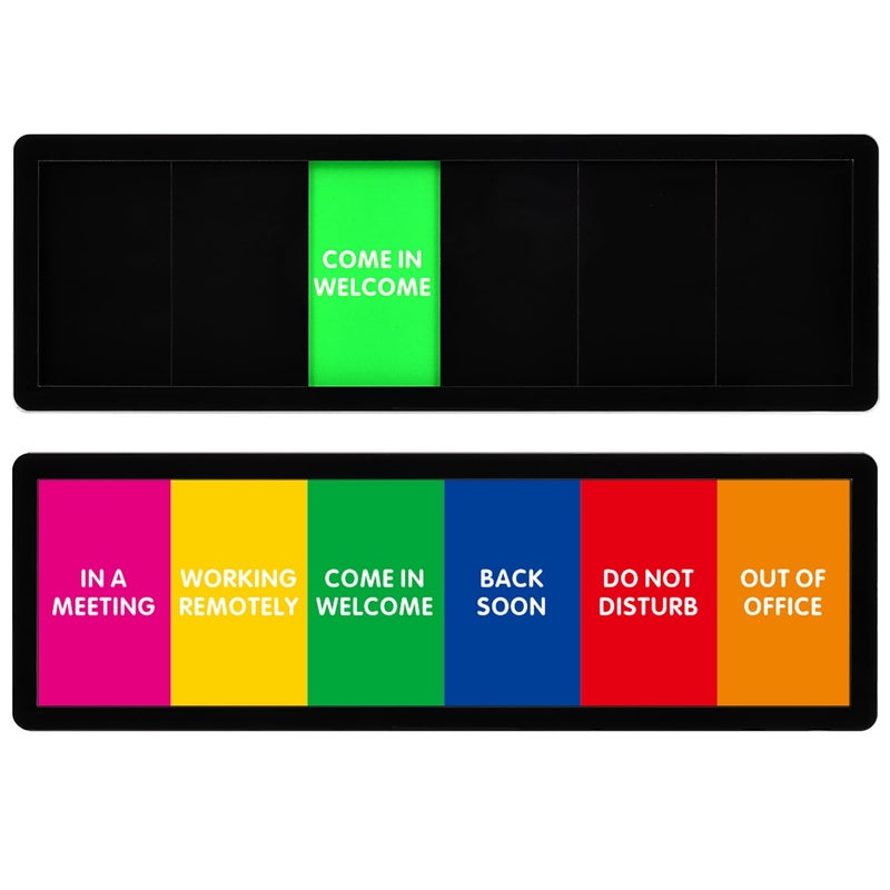 Kichwit Office Door Sign, Do Not Disturb, Out of Office, Come in Welcome, Working Remotely, In a Meeting, Back Soon, Privacy Sign for Offices or Home, 9.8" x 3.2", Black - Image 2