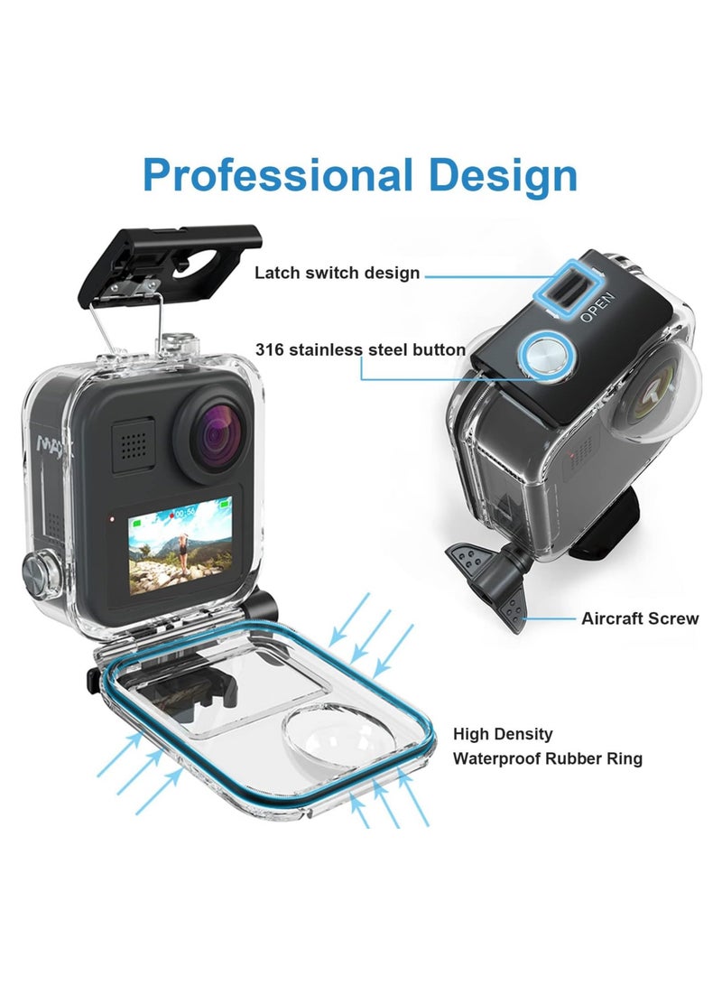 General Gopro Max Sports Camera Waterproof Case, Underwater Diving Protective Case 45M/148FT with Touch Screen Bracket Accessories  - Image 5