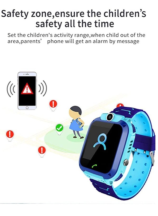 ELTRAZONE - Waterproof Touching Screen Intelligent Smart Watch With SOS Call Voice Chat Alarm Clock Compatible For Android and iOS Phone Blue - Image 1
