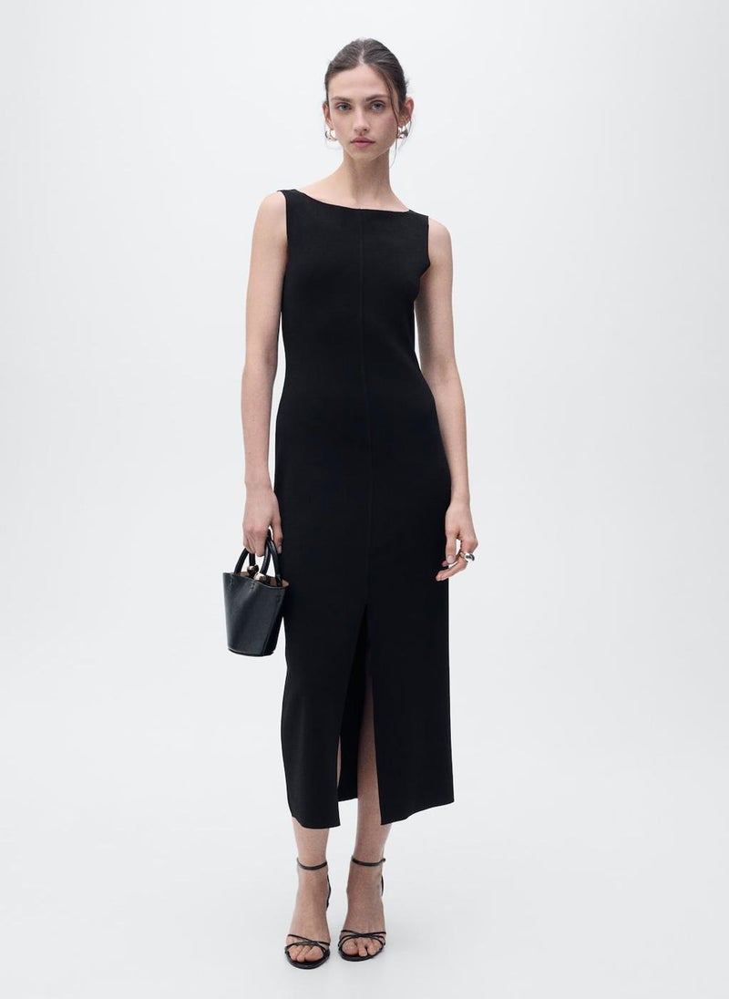 MANGO Boat-Neck Knitted Dress  - Image 1