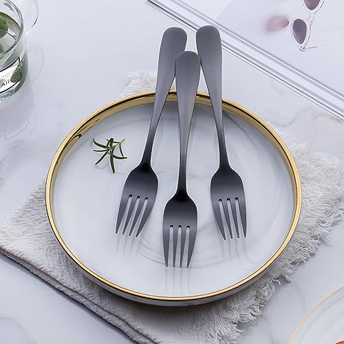 Seeshine Matte Black Dinner Fork Set, Seeshine 8-inch Stainless Steel Cutlery Forks, Dessert Fork Set, Silverware Table Forks for Family, Kitchen, Restaurant, Set of 12, Dishwasher Safe - Image 4