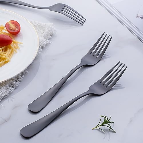 Seeshine Matte Black Dinner Fork Set, Seeshine 8-inch Stainless Steel Cutlery Forks, Dessert Fork Set, Silverware Table Forks for Family, Kitchen, Restaurant, Set of 12, Dishwasher Safe - Image 5