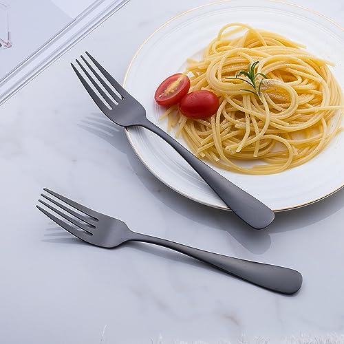 Seeshine Matte Black Dinner Fork Set, Seeshine 8-inch Stainless Steel Cutlery Forks, Dessert Fork Set, Silverware Table Forks for Family, Kitchen, Restaurant, Set of 12, Dishwasher Safe - Image 3