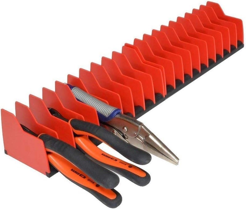 MLTOOLS Made in USA Professional 2 pack 20-Slot Tool Organizer, Red Plastic Storage Rack, Holds Pliers and Hand Tools, Non-Slip Rubber Base - Image 2