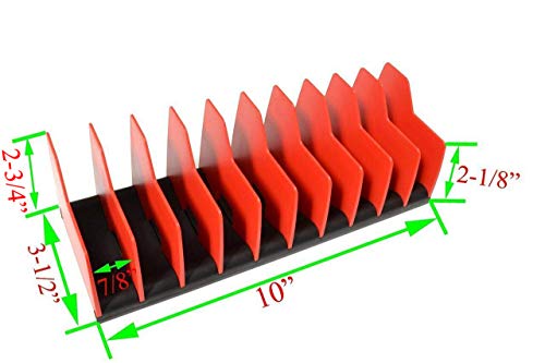 MLTOOLS Made in USA Professional 2 pack 20-Slot Tool Organizer, Red Plastic Storage Rack, Holds Pliers and Hand Tools, Non-Slip Rubber Base - Image 4