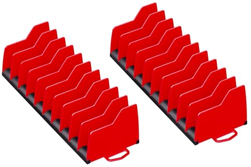 MLTOOLS Made in USA Professional 2 pack 20-Slot Tool Organizer, Red Plastic Storage Rack, Holds Pliers and Hand Tools, Non-Slip Rubber Base - Image 1