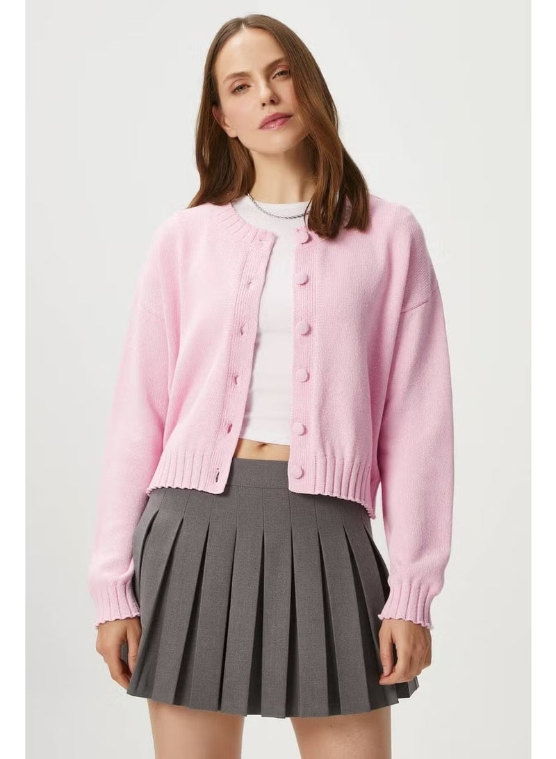 Ritnice Women Calm Pink Basic Knitwear Cardigan - Image 1