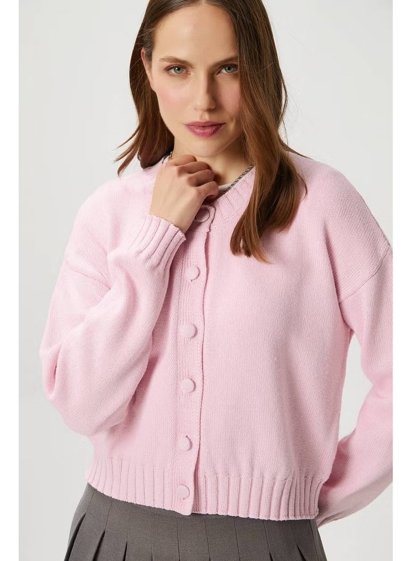 Ritnice Women Calm Pink Basic Knitwear Cardigan - Image 3