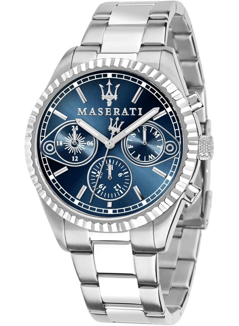 مازيراتي ساعة كومبيتيزيوني للرجال بمينا زرقاء وسوار من الفولاذ المقاوم للصدأ R8853100013 - 43 مم - Image 1