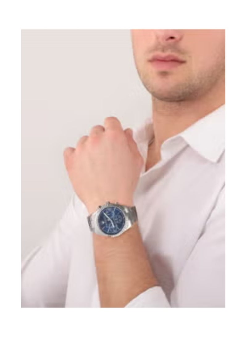 مازيراتي ساعة كومبيتيزيوني للرجال بمينا زرقاء وسوار من الفولاذ المقاوم للصدأ R8853100013 - 43 مم - Image 4
