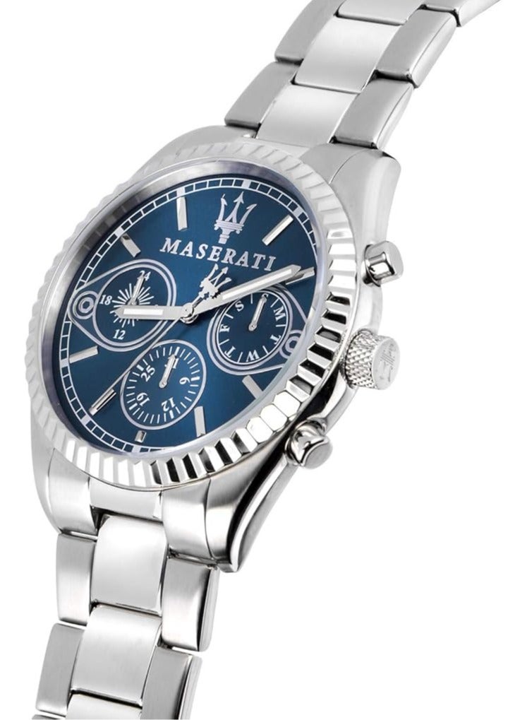 مازيراتي ساعة كومبيتيزيوني للرجال بمينا زرقاء وسوار من الفولاذ المقاوم للصدأ R8853100013 - 43 مم - Image 2