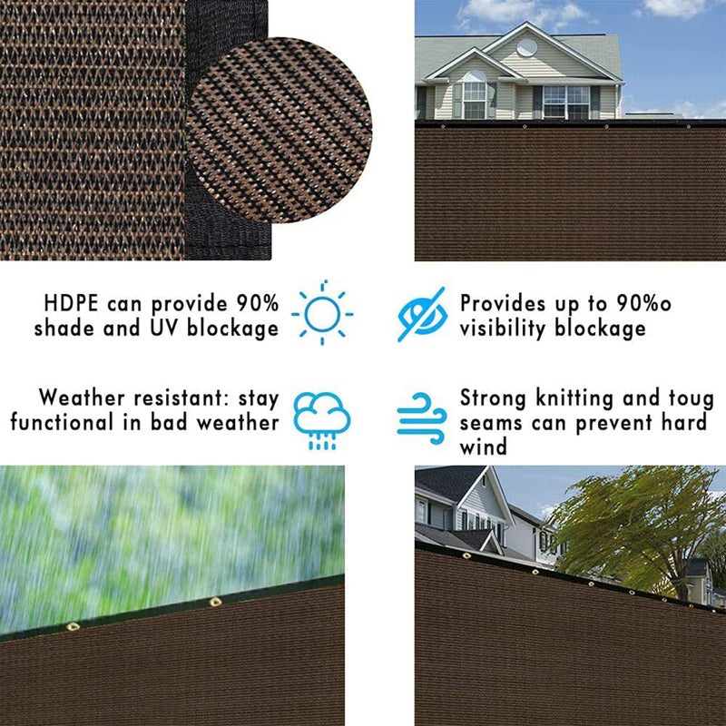 UPGRADE Privacy Screen Fence 6' x 50' Commercial Shade Cover with Brass Grommets Heavy Duty Perfect for Outdoor Back Yard-Mocha, Customizable - Image 5