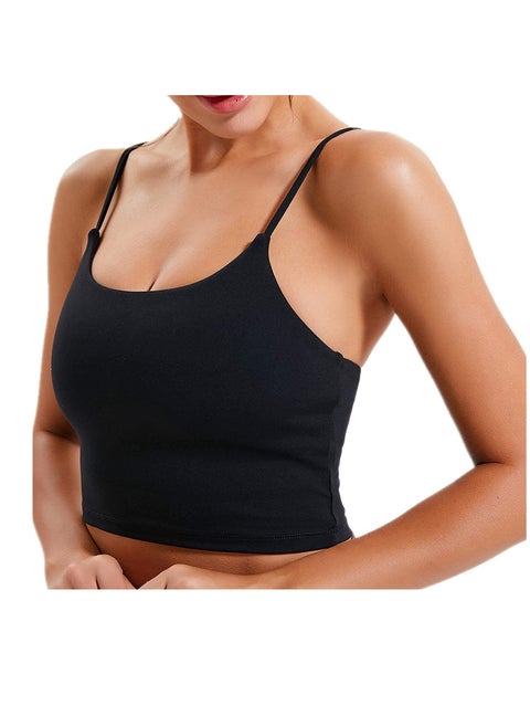 Women Padded Sports Bra Fitness Workout Running Shirts Yoga Tank Top Fitness Top(S,Black)
