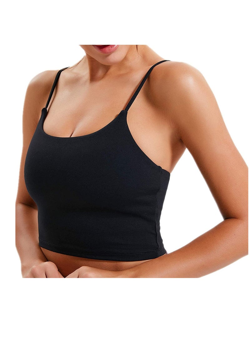 Excefore - Women Padded Sports Bra Fitness Workout Running Shirts Yoga Tank Top Fitness Top(S,Black) - Image 1