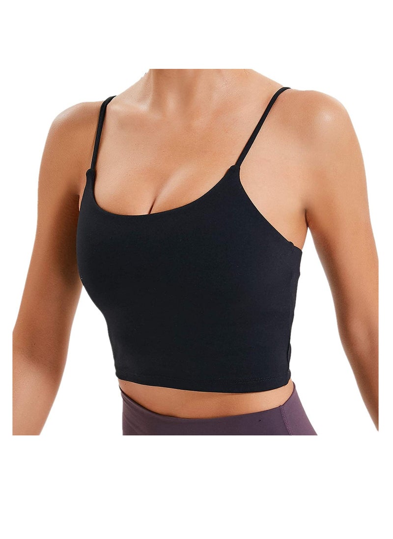 Excefore - Women Padded Sports Bra Fitness Workout Running Shirts Yoga Tank Top Fitness Top(S,Black) - Image 1