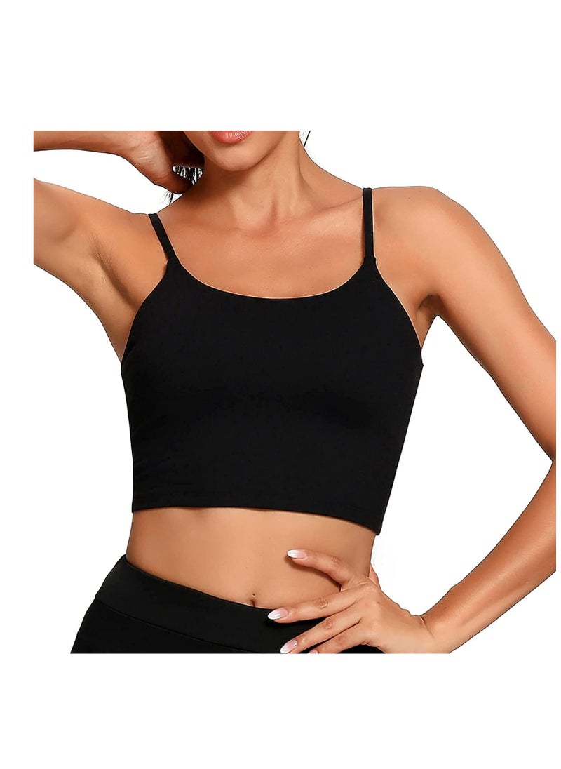 Excefore - Women Padded Sports Bra Fitness Workout Running Shirts Yoga Tank Top Fitness Top(S,Black) - Image 1