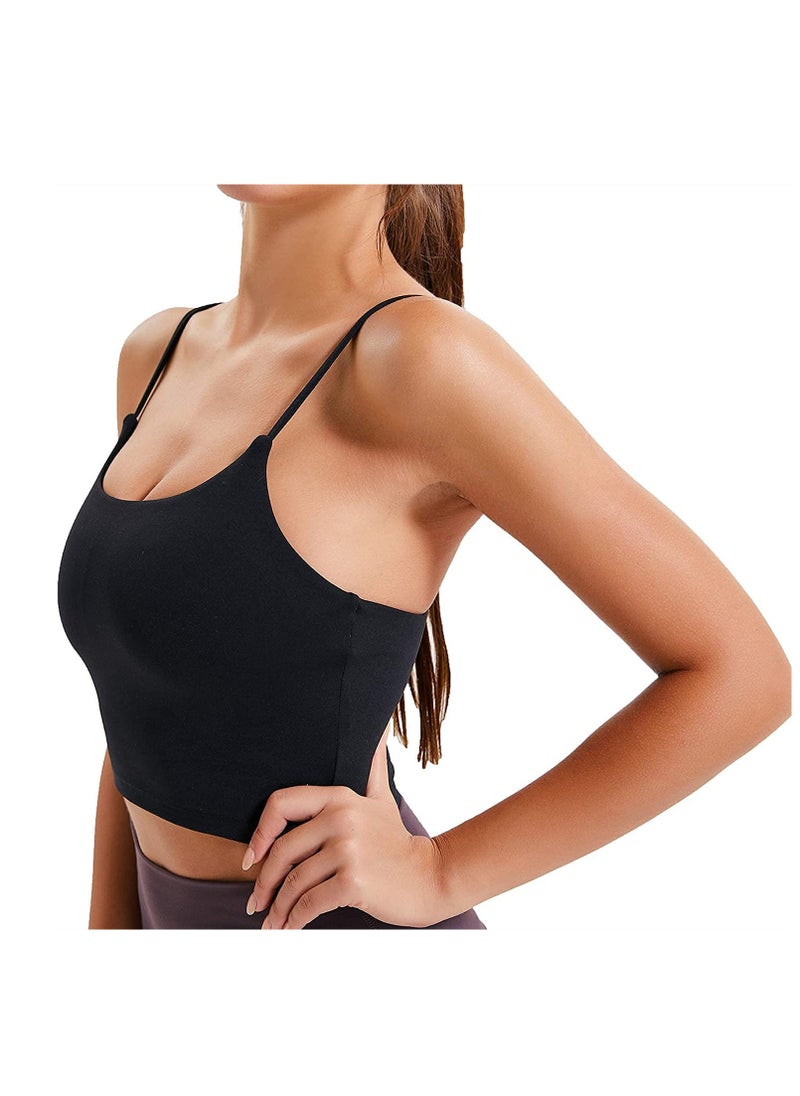 Excefore - Women Padded Sports Bra Fitness Workout Running Shirts Yoga Tank Top Fitness Top(S,Black) - Image 1