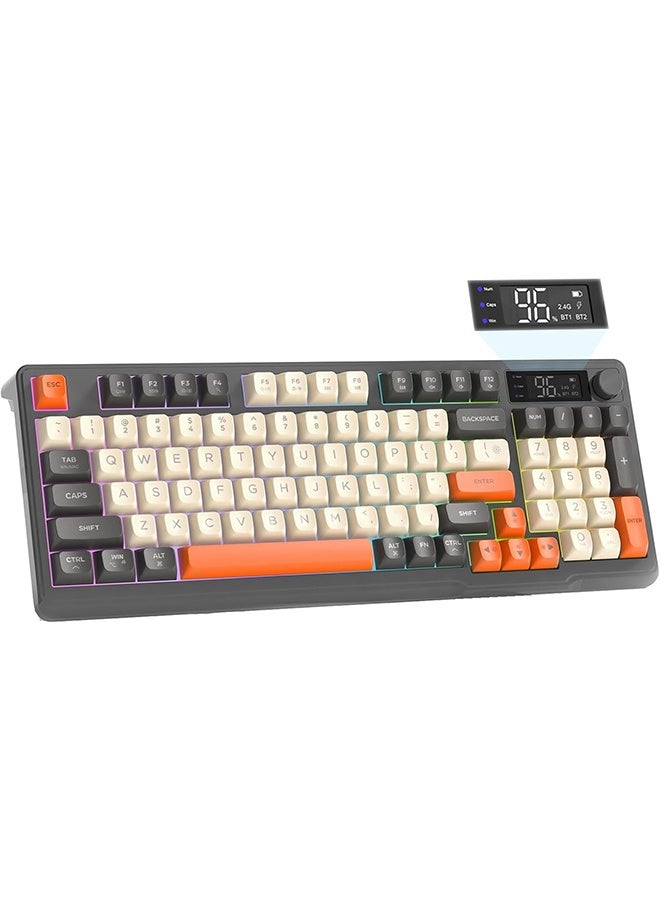 Free wolf M96 Wireless Dual-Mode Keyboard,Membrane keyboard,2.4G+Bluetooth 5.0,96-Key Compact,PBT Keycaps,Smart Screen & Rotary Knob for PC/Mac - Image 1