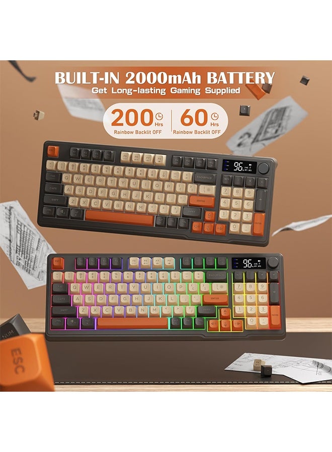 Free wolf M96 Wireless Dual-Mode Keyboard,Membrane keyboard,2.4G+Bluetooth 5.0,96-Key Compact,PBT Keycaps,Smart Screen & Rotary Knob for PC/Mac - Image 5