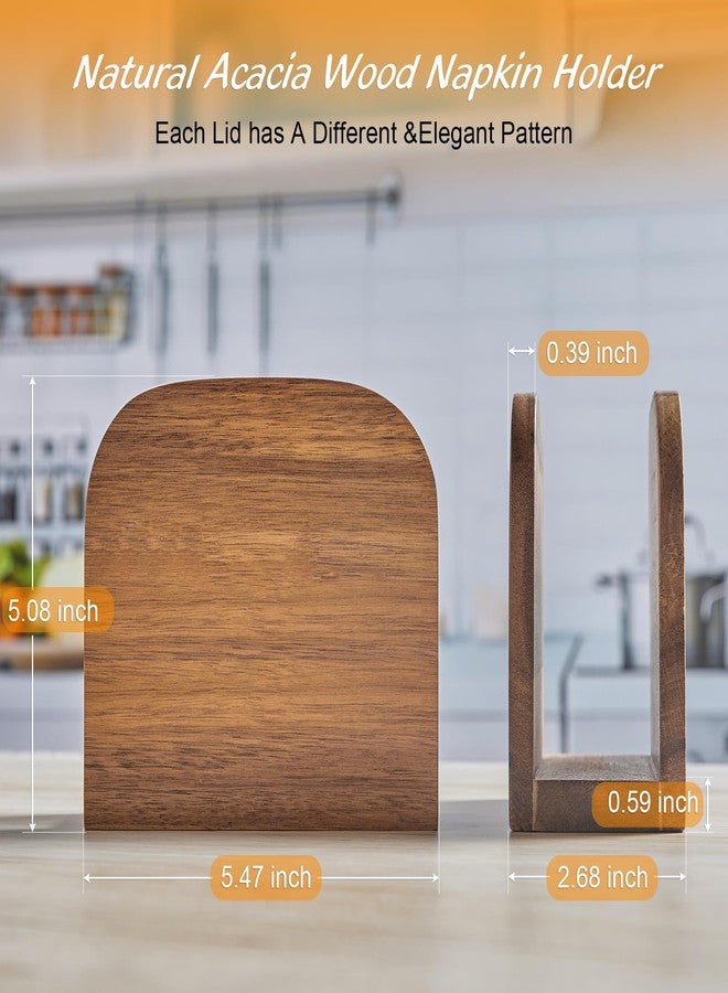 ALELION Acacia Wood Napkin Holder for Table, Wooden Upright Napkin Holders for Kitchen, Standing Napkin Dispenser for Kitchen Dining Room Party Cocktail Outdoor Use, Rustic Kitchen Table Decor - Image 4