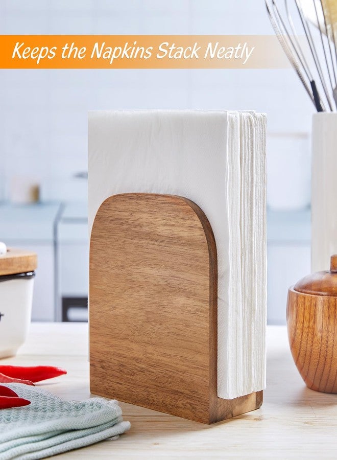 ALELION Acacia Wood Napkin Holder for Table, Wooden Upright Napkin Holders for Kitchen, Standing Napkin Dispenser for Kitchen Dining Room Party Cocktail Outdoor Use, Rustic Kitchen Table Decor - Image 2
