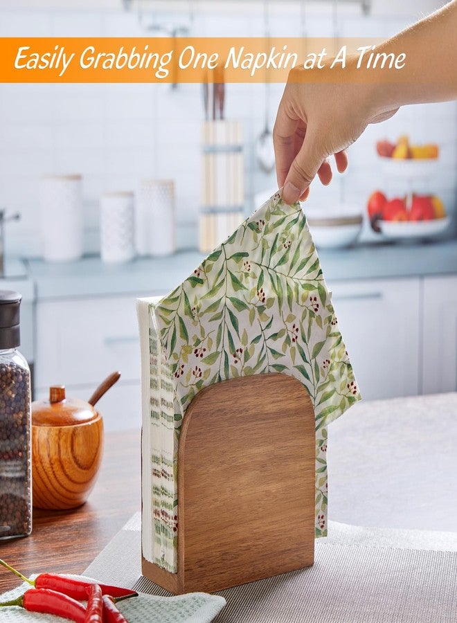 ALELION Acacia Wood Napkin Holder for Table, Wooden Upright Napkin Holders for Kitchen, Standing Napkin Dispenser for Kitchen Dining Room Party Cocktail Outdoor Use, Rustic Kitchen Table Decor - Image 3