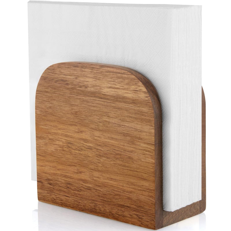 ALELION Acacia Wood Napkin Holder for Table, Wooden Upright Napkin Holders for Kitchen, Standing Napkin Dispenser for Kitchen Dining Room Party Cocktail Outdoor Use, Rustic Kitchen Table Decor - Image 1