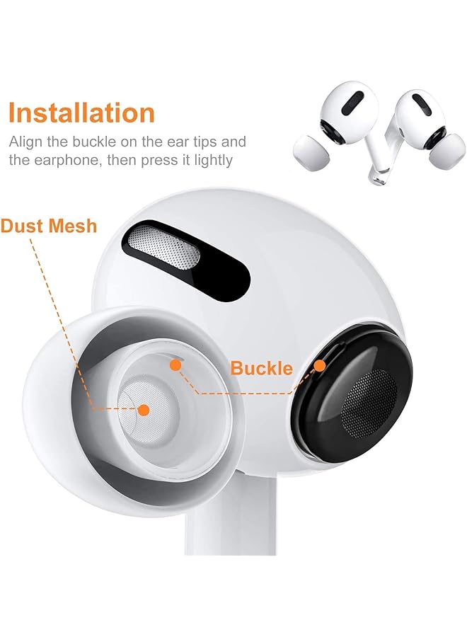 erorex 6 Pairs White Silicon Replacement Ear Tips Ear Buds Tips For Airpods Pro Soft And High Elasticity With Clear Portable Storage Box - Image 3