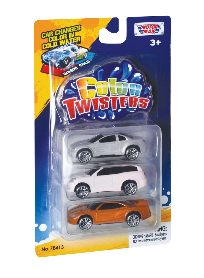 MOTORMAX COLOR TWISTERS - 3 PC 3" COLOR CHANGE CARS ( BLISTER CARD )
