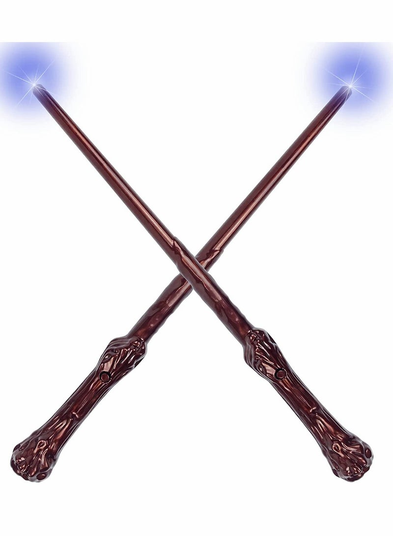 Light Up Magic Wizard Wands Sound Illuminating Toy Wand for Kids Girls Boys Party Costume Cosplay Accessory 2 Piece Brown - Image 1