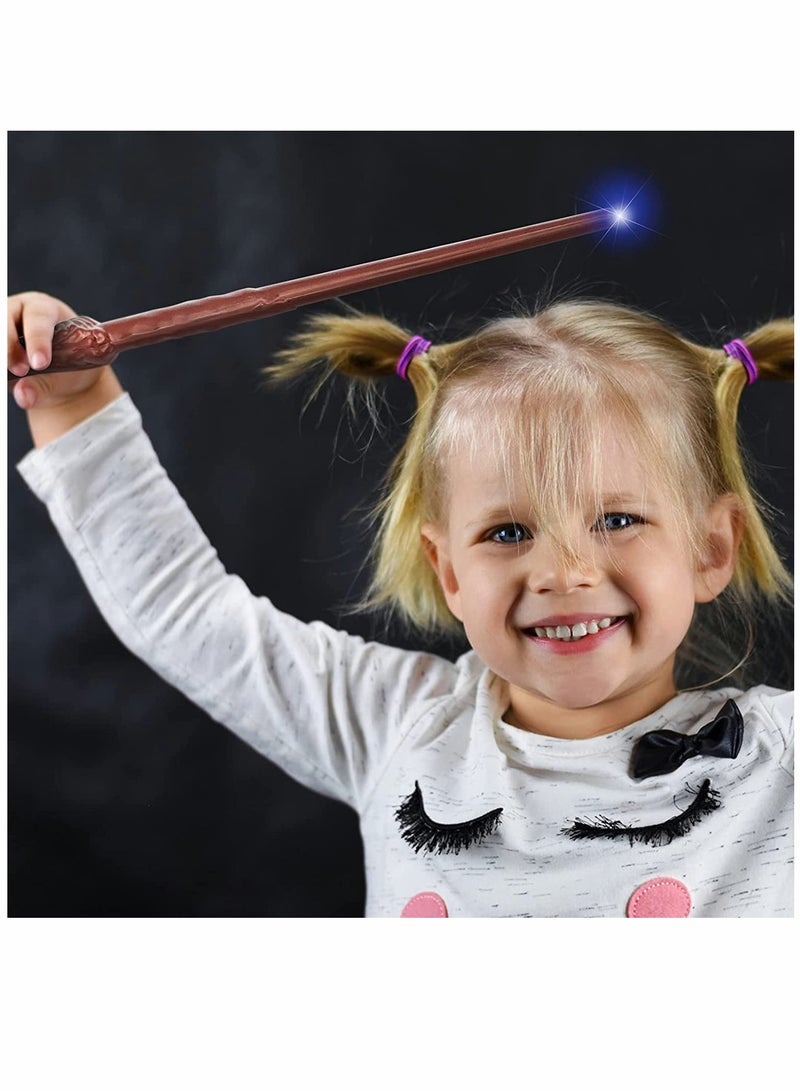 Light Up Magic Wizard Wands Sound Illuminating Toy Wand for Kids Girls Boys Party Costume Cosplay Accessory 2 Piece Brown - Image 4