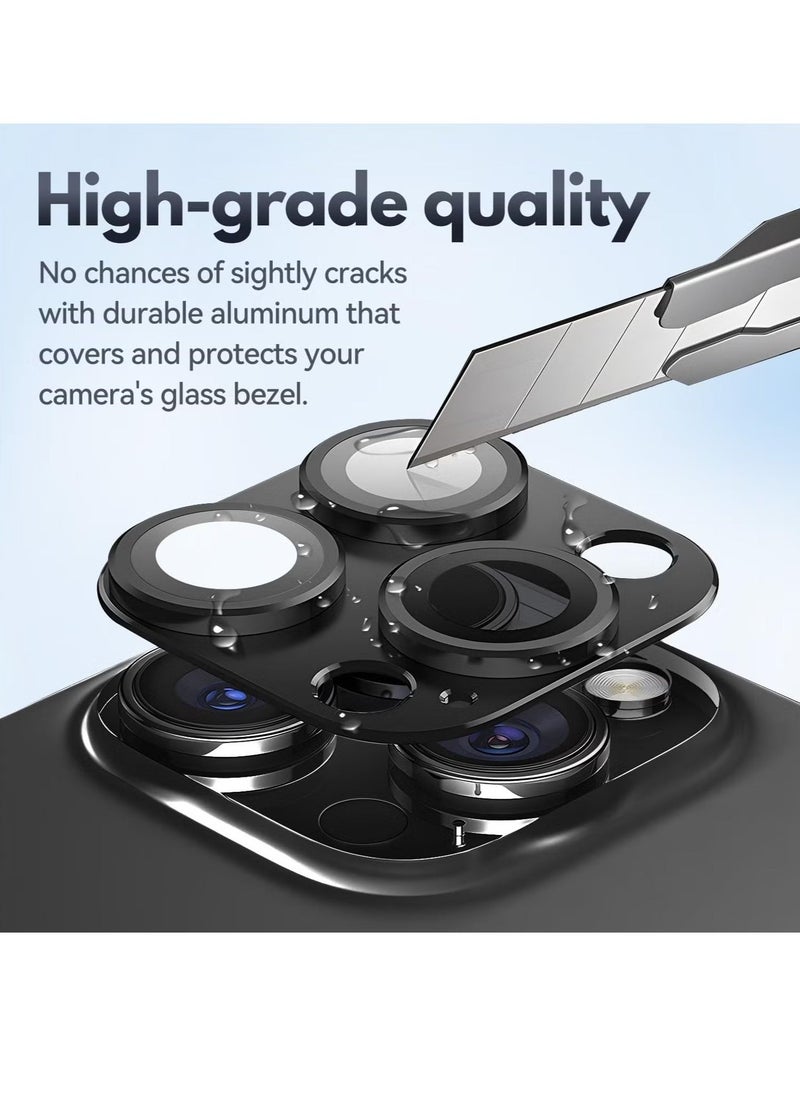 Raxoom (2 Pack) Camera Lens Protector for iPhone 16 Pro and iPhone 16 Pro Max â€“ [Alloy Metal Camera Cover] + [Tempered Glass Screen Protector] (Black) - Image 5