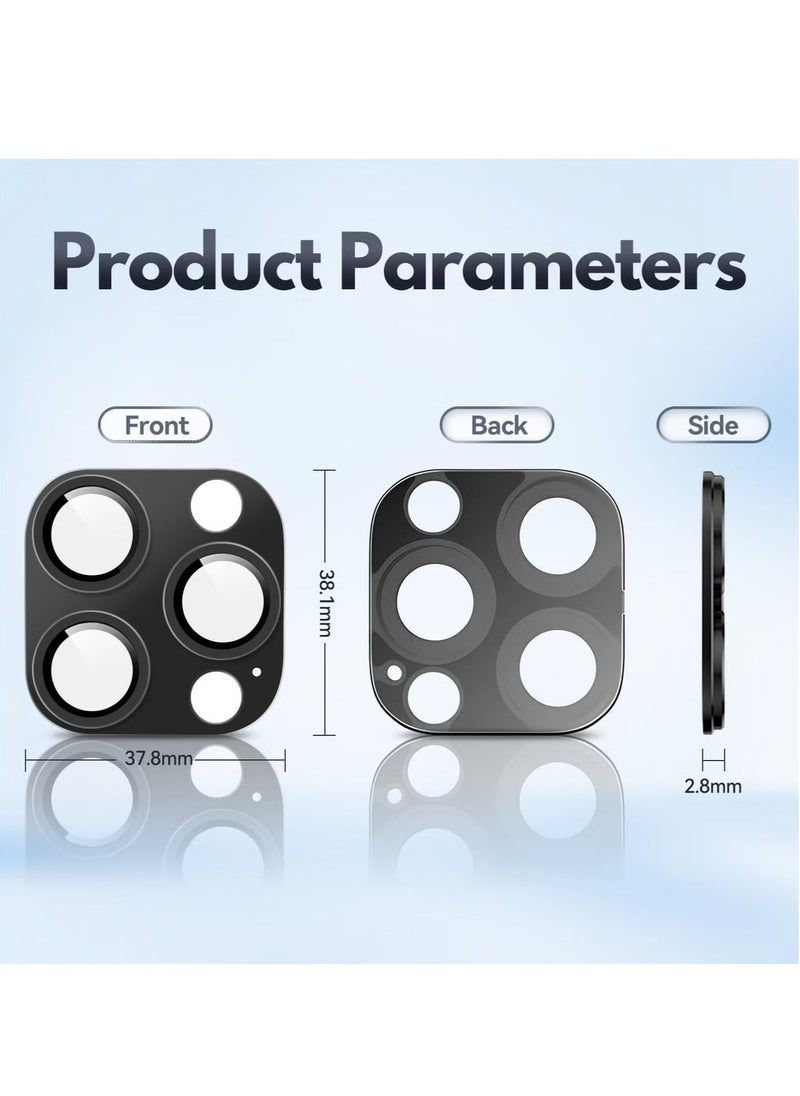 Raxoom (2 Pack) Camera Lens Protector for iPhone 16 Pro and iPhone 16 Pro Max â€“ [Alloy Metal Camera Cover] + [Tempered Glass Screen Protector] (Black) - Image 3