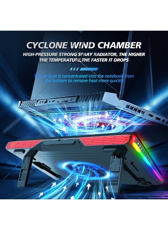 COOLCOLD Gaming Laptop Cooling Pad, RGB Laptop Cooler with 3 Powerful Turbofans, 5 Height Adjustable Laptop Cooling Stand, 5 Fan Speed Touch Control, Seal Memory Foam for Cooling 12-19.3 inch Laptop  - Image 4