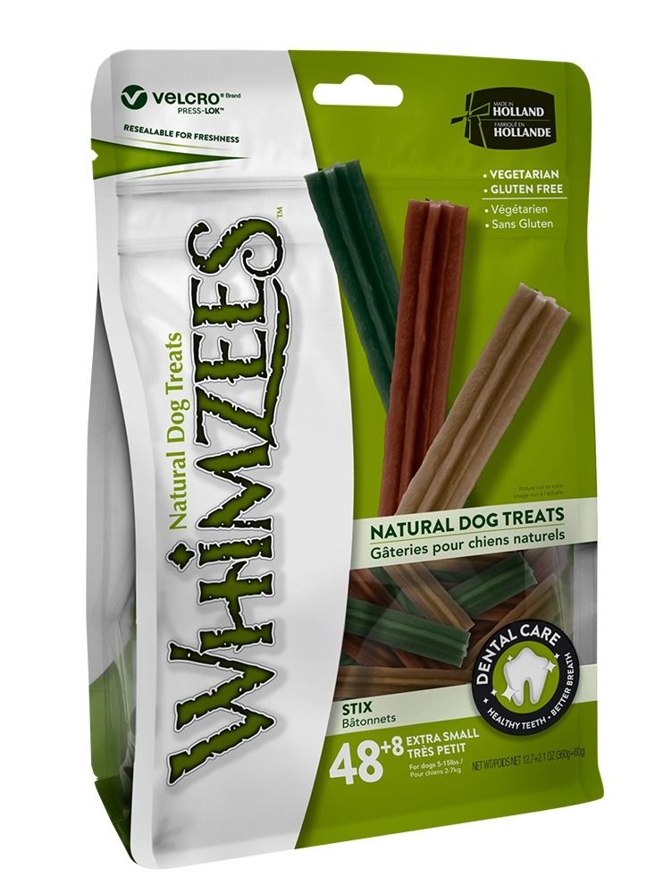 WHIMZEES Natural Dog Dental Treats Stix Extra Small Mix 56Pc 360g - Image 1