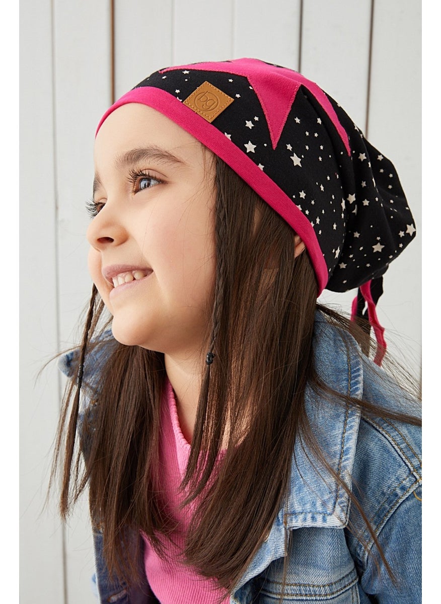 Babygiz Fuchsia Black Kids Baby Hat Beanie Soft Cotton Combed Cotton  - Image 1