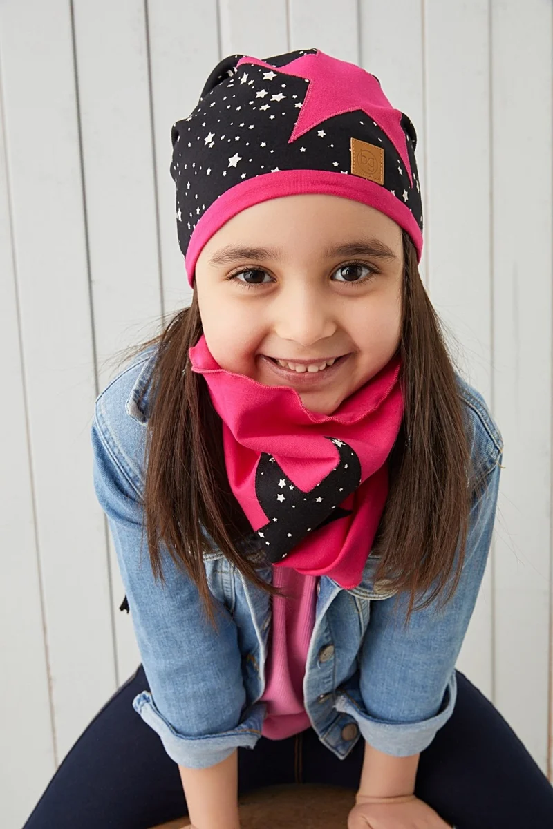 بيبيجيز Fuchsia Black Kids Baby Hat Beanie Soft Cotton Combed Cotton