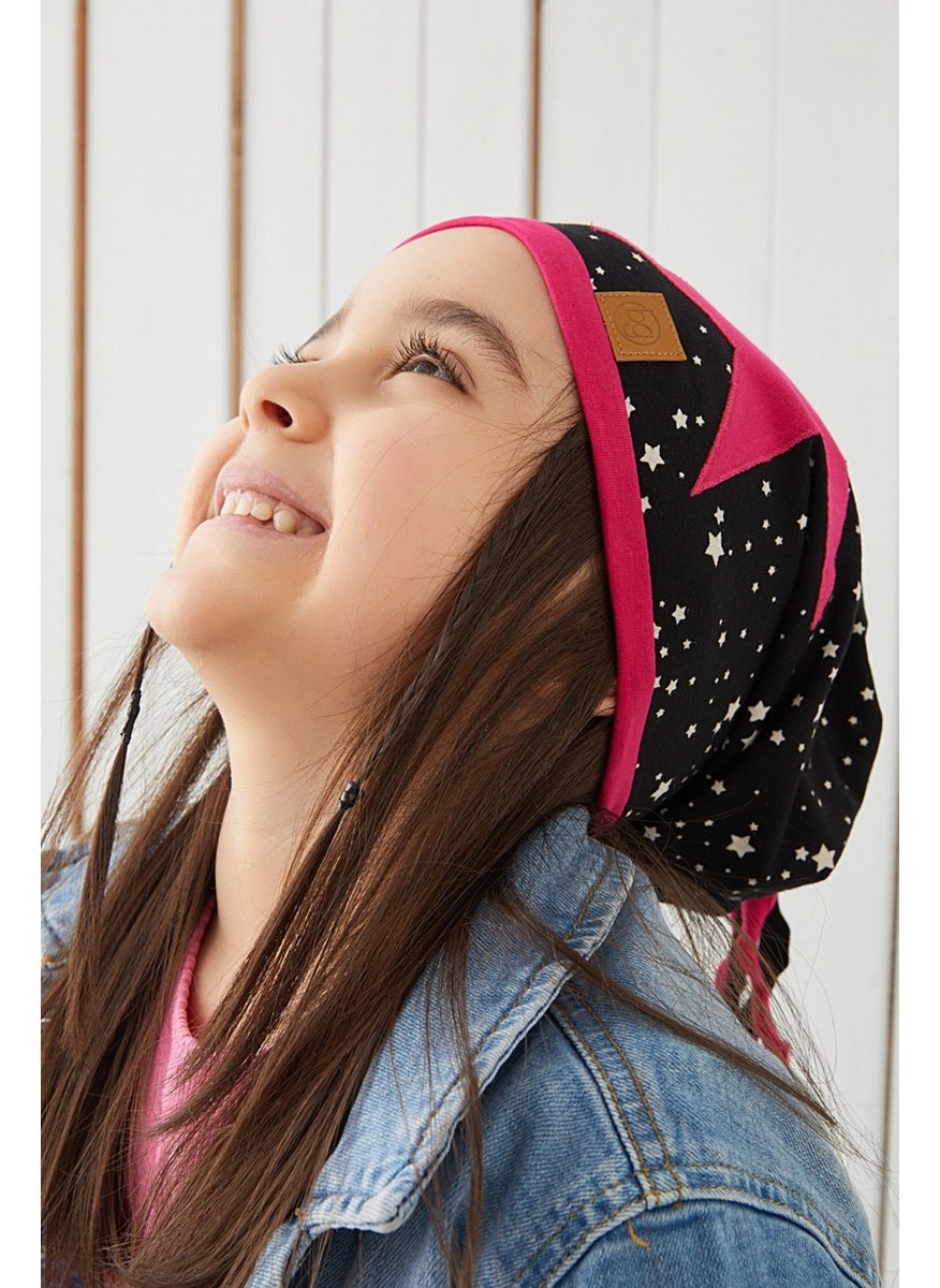 Babygiz Fuchsia Black Kids Baby Hat Beanie Soft Cotton Combed Cotton  - Image 2